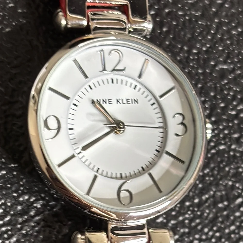 Anne Klein Red Leather Strap Watch Silver Tone Working Dainty​